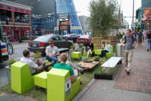 parking day green chairs nashville