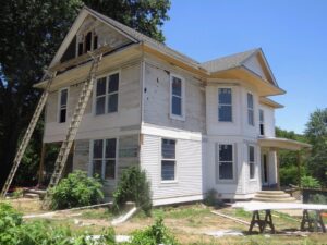 side angle view with ladders