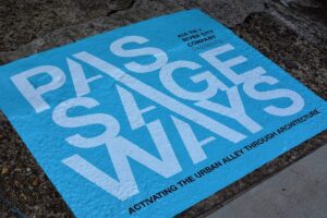 passageways blue sign