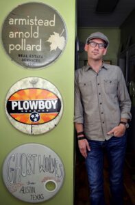 Shannon Pollard at his studio in Nashville, Tennessee. Mr Pollard is the grandson of country music singer Eddy Aronald. Tues July 26, 2016 (Photo by Billy Weeks)