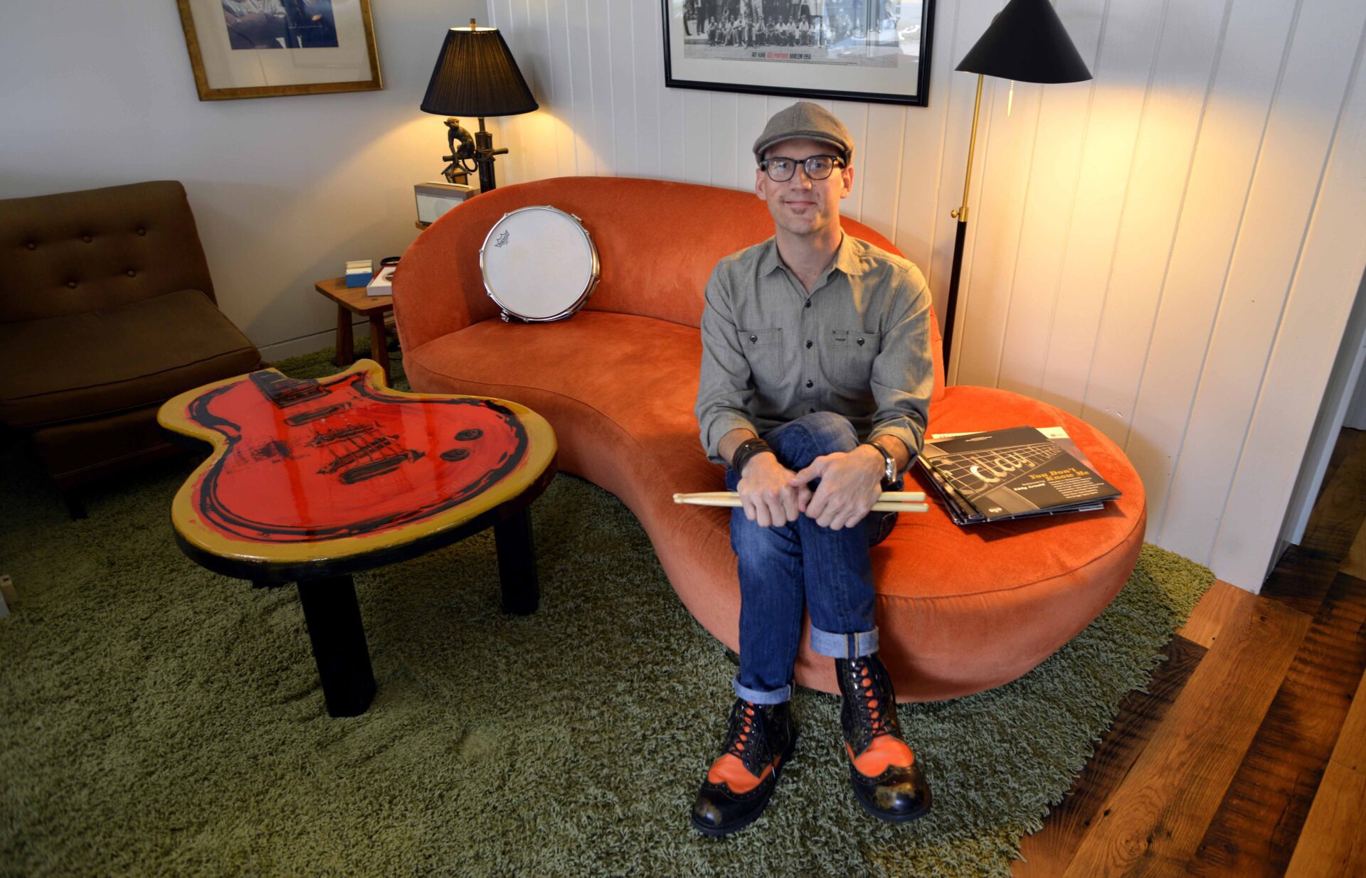 Shannon Pollard at his studio in Nashville, Tennessee. Mr Pollard is the grandson of country music singer Eddy Aronald. Tues July 26, 2016 (Photo by Billy Weeks)