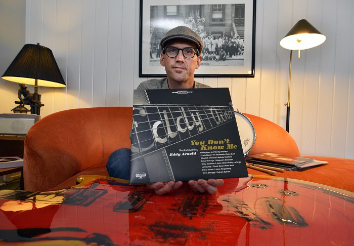 Shannon Pollard at his studio in Nashville, Tennessee. Mr Pollard is the grandson of country music singer Eddy Aronald. Tues July 26, 2016 (Photo by Billy Weeks)