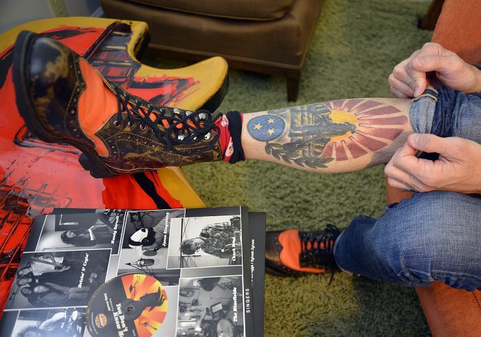 Shannon Pollard at his studio in Nashville, Tennessee. Mr Pollard is the grandson of country music singer Eddy Aronald. Tues July 26, 2016 (Photo by Billy Weeks)