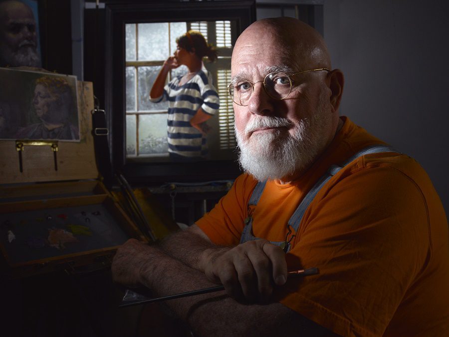 Portrait Artist James Courtney James in his Chattanooga Studio. Mr. James paints commissioned portraits. . Friday Aug 21, 2016 (Photo by Billy Weeks)