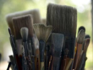 Portrait Artist James Courtney James in his Chattanooga Studio. Mr. James paints commissioned portraits. . Friday Aug 21, 2016 (Photo by Billy Weeks)