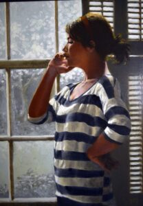 Portrait Artist James Courtney James in his Chattanooga Studio. Mr. James paints commissioned portraits. . Friday Aug 21, 2016 (Photo by Billy Weeks)